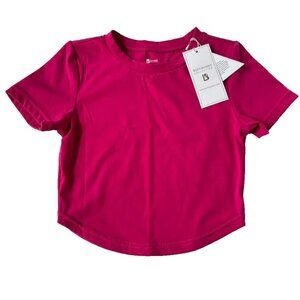 Buff Bunny Women S Crop Baby Tee Shirt Dark pink Energy Athletic Top NEW Workout